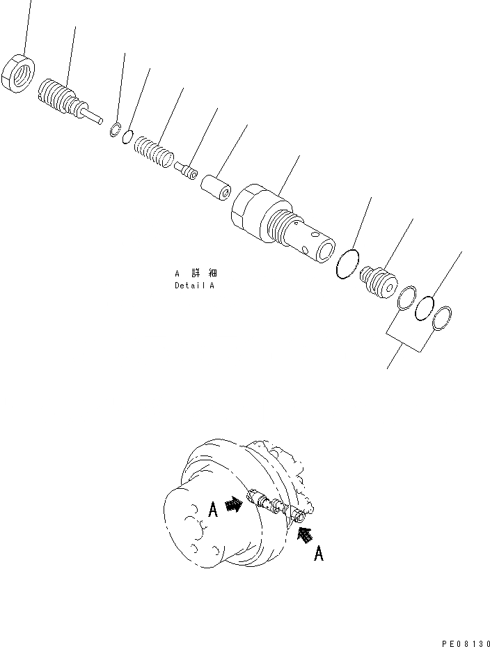 Схема запчастей Komatsu PC150-5 - МОТОР ХОДА (/) ОСНОВН. КОМПОНЕНТЫ И РЕМКОМПЛЕКТЫ