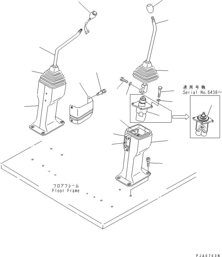 Схема запчастей Komatsu PC150-5 - РЫЧАГ УПРАВЛЕНИЯ РАБОЧИМ ОБОРУДОВАНИЕМ (ДЛЯ УДЛИНН. РЫЧАГ УПРАВЛ-Е) КАБИНА ОПЕРАТОРА И СИСТЕМА УПРАВЛЕНИЯ