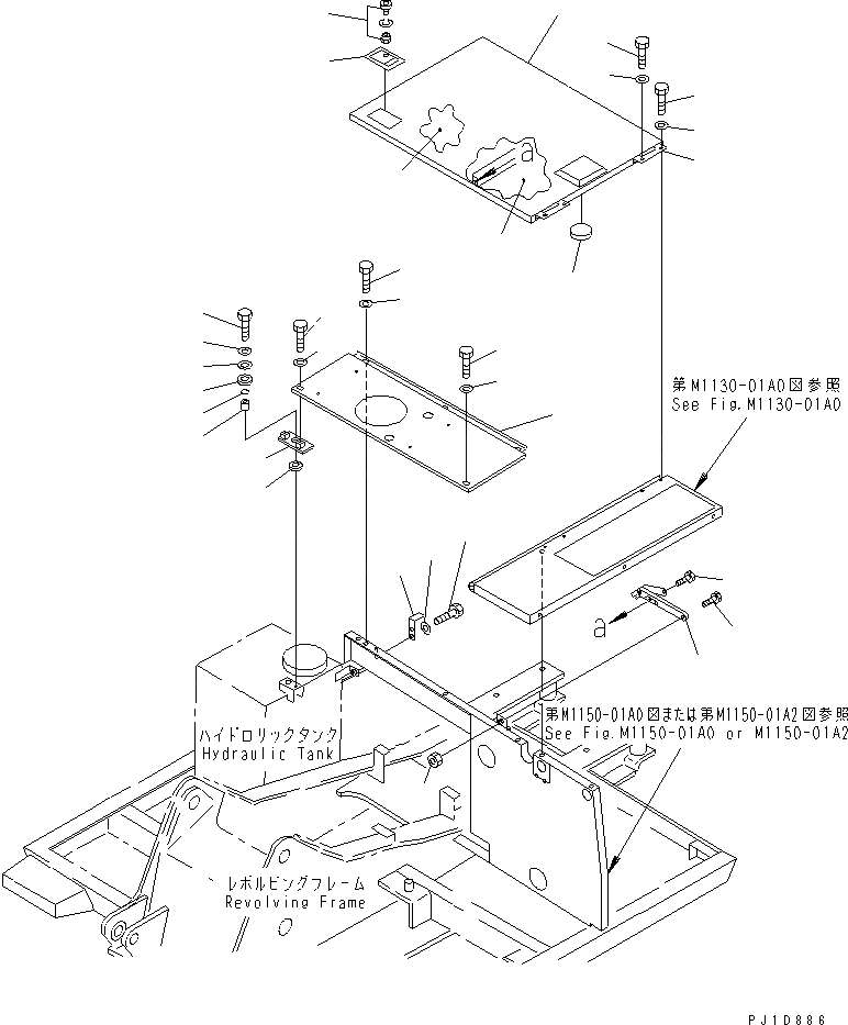 Схема запчастей Komatsu PC150-5 - ПРАВ. КРЫШКА(С КОНДИЦИОНЕРОМ)(№87-) ЧАСТИ КОРПУСА