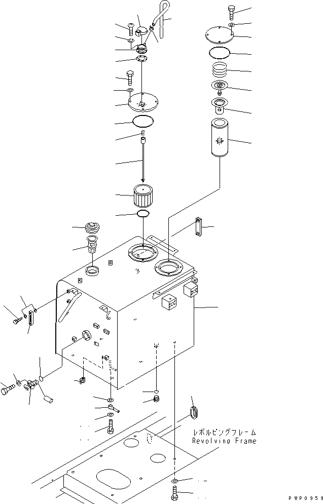 Схема запчастей Komatsu PC150-6K - ДВОЙН. БАК (ТОПЛИВН. И ГИДРАВЛ МАСЛ.)(№K-) ТОПЛИВН. БАК. AND КОМПОНЕНТЫ