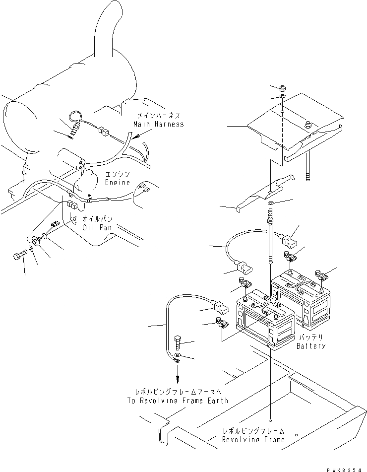 Схема запчастей Komatsu PC150-6K - ЭЛЕКТРОПРОВОДКА (/) (АККУМУЛЯТОР КОМПОНЕНТЫ)(№K-) ЭЛЕКТРИКА
