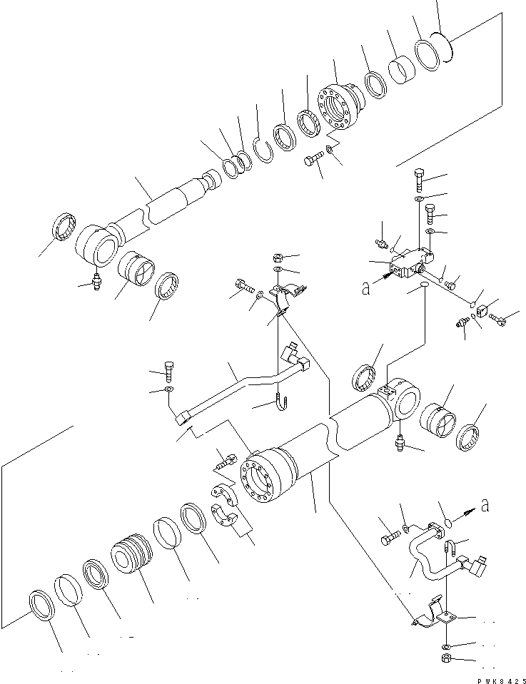 Схема запчастей Komatsu PC150-6K - ВТОР. ЦИЛИНДР СТРЕЛЫ(С КЛАПАН БЕЗОПАСНОСТИ) (ДЛЯ 2-СЕКЦИОНН. СТРЕЛЫ)(№K-) ОСНОВН. КОМПОНЕНТЫ И РЕМКОМПЛЕКТЫ