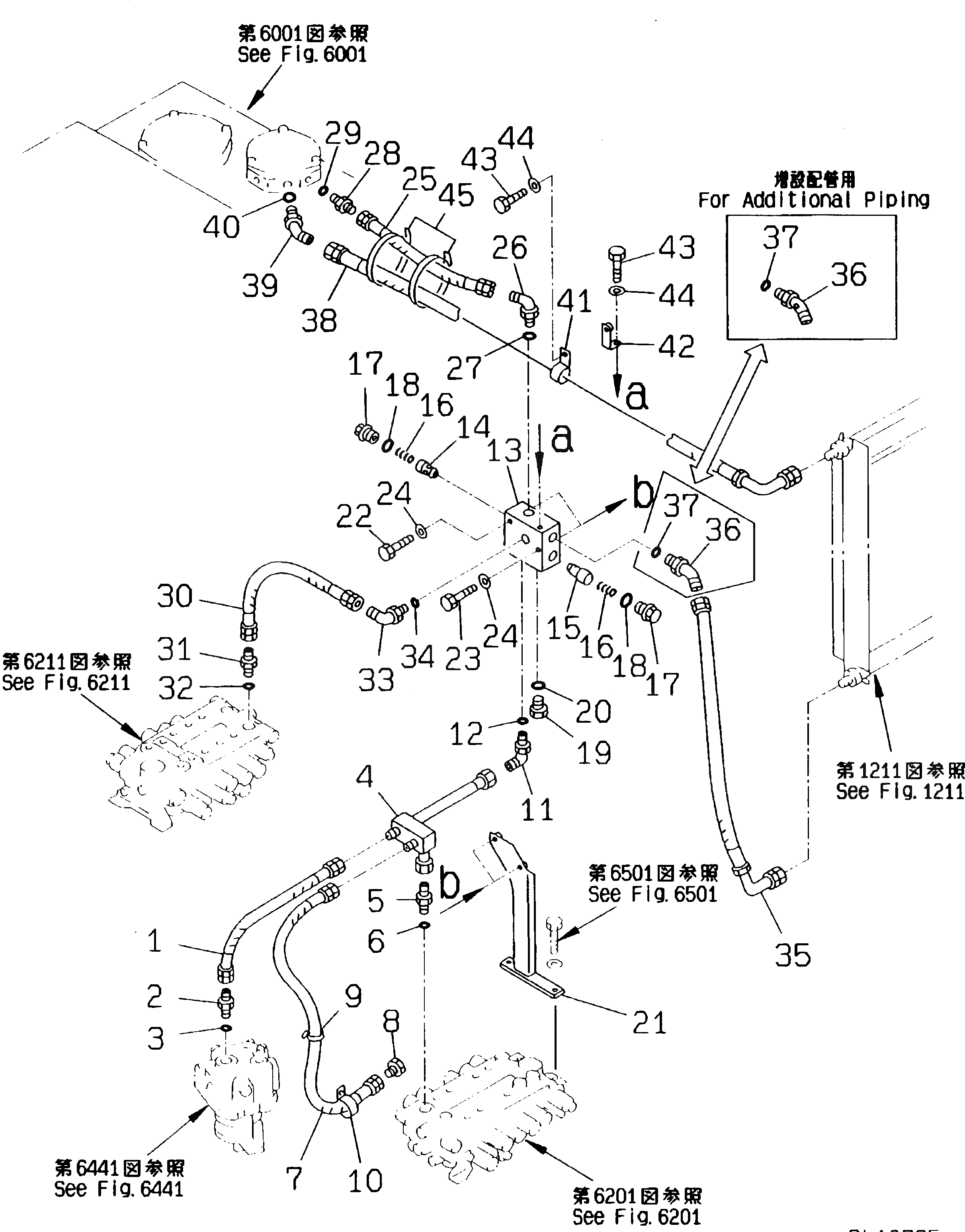 Схема запчастей Komatsu PC150HD-5K - ГИДРОЛИНИЯ (МАСЛООХЛАДИТЕЛЬ И ВОЗВРАТ. ЛИНИЯ) УПРАВЛ-Е РАБОЧИМ ОБОРУДОВАНИЕМ
