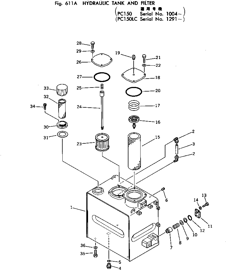 Схема запчастей Komatsu PC150LC-1 - ГИДР. БАК. AND ФИЛЬТР.(№-) УПРАВЛ-Е РАБОЧИМ ОБОРУДОВАНИЕМ