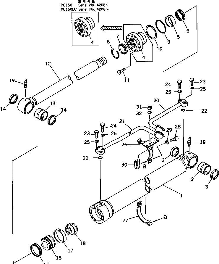 Схема запчастей Komatsu PC150LC-3 - ЦИЛИНДР СТРЕЛЫ УПРАВЛ-Е РАБОЧИМ ОБОРУДОВАНИЕМ