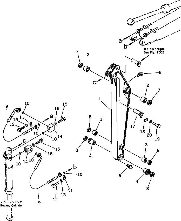 Схема запчастей Komatsu PC150LC-3 - SВЕРХН. КОРОТК. РУКОЯТЬ РАБОЧЕЕ ОБОРУДОВАНИЕ