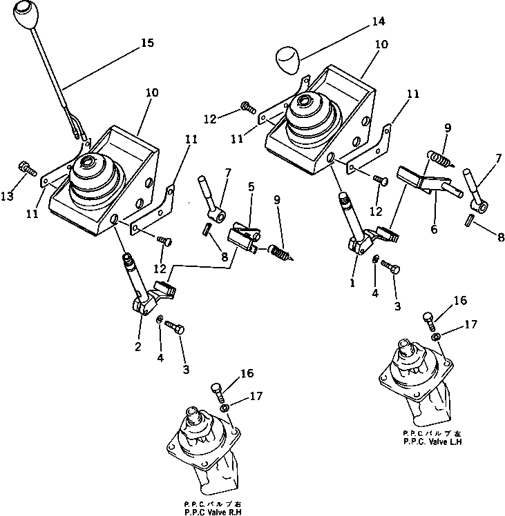 Схема запчастей Komatsu PC150LC-3 - РЫЧАГ УПРАВЛЕНИЯ РАБОЧИМ ОБОРУДОВАНИЕМ (ДЛЯ WRIST УПРАВЛ-Е) ПОВОРОТН. И СИСТЕМА УПРАВЛЕНИЯ