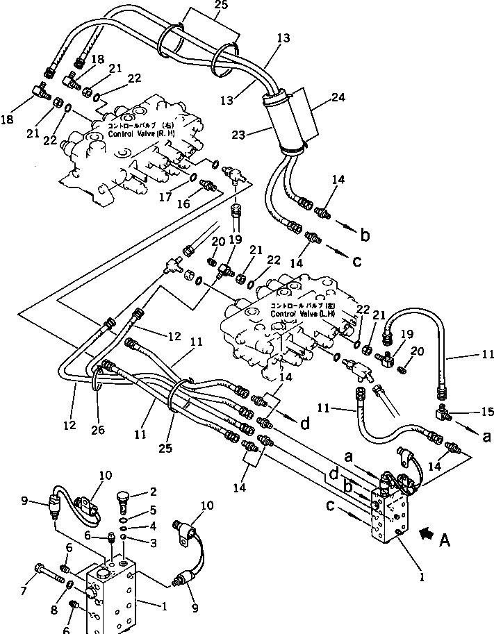 Схема запчастей Komatsu PC150LC-3 - ГИДРОЛИНИЯ (КЛАПАН - РАСПРЕДЕЛИТ. КЛАПАН) (ДЛЯ WRIST УПРАВЛ-Е) (С ПОВОРОТН. МЕХАНИЧ. ТОРМОЗ.) ПОВОРОТН. И СИСТЕМА УПРАВЛЕНИЯ