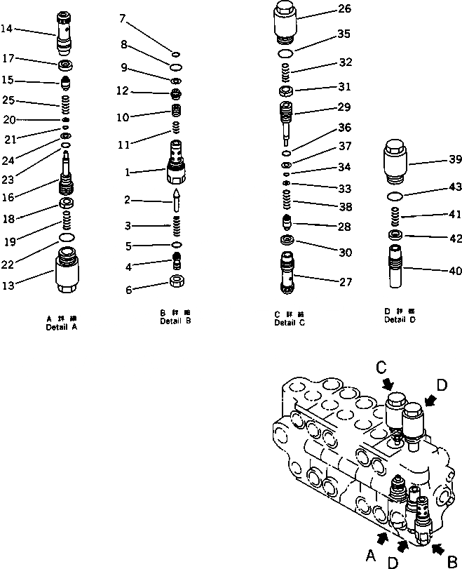 Схема запчастей Komatsu PC150LC-3 - УПРАВЛЯЮЩ. КЛАПАН¤ ЛЕВ. (/) (ДЛЯ WRIST УПРАВЛ-Е)(№89-) УПРАВЛ-Е РАБОЧИМ ОБОРУДОВАНИЕМ
