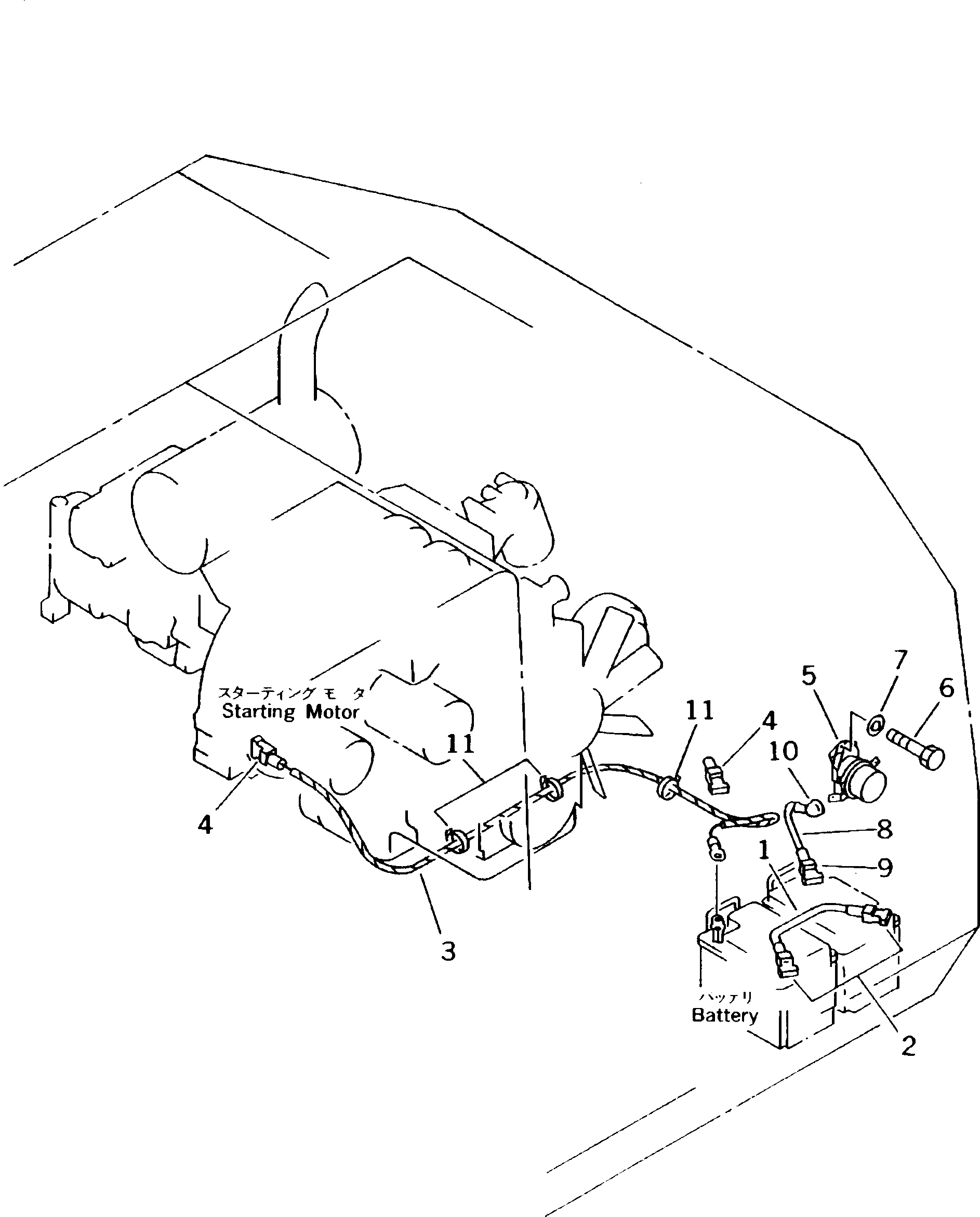 Схема запчастей Komatsu PC150NHD-5K - ЭЛЕКТРИКА (АККУМУЛЯТОР И ЛИНИЯ СТАРТЕРА)(№K-K7) КОМПОНЕНТЫ ДВИГАТЕЛЯ И ЭЛЕКТРИКА