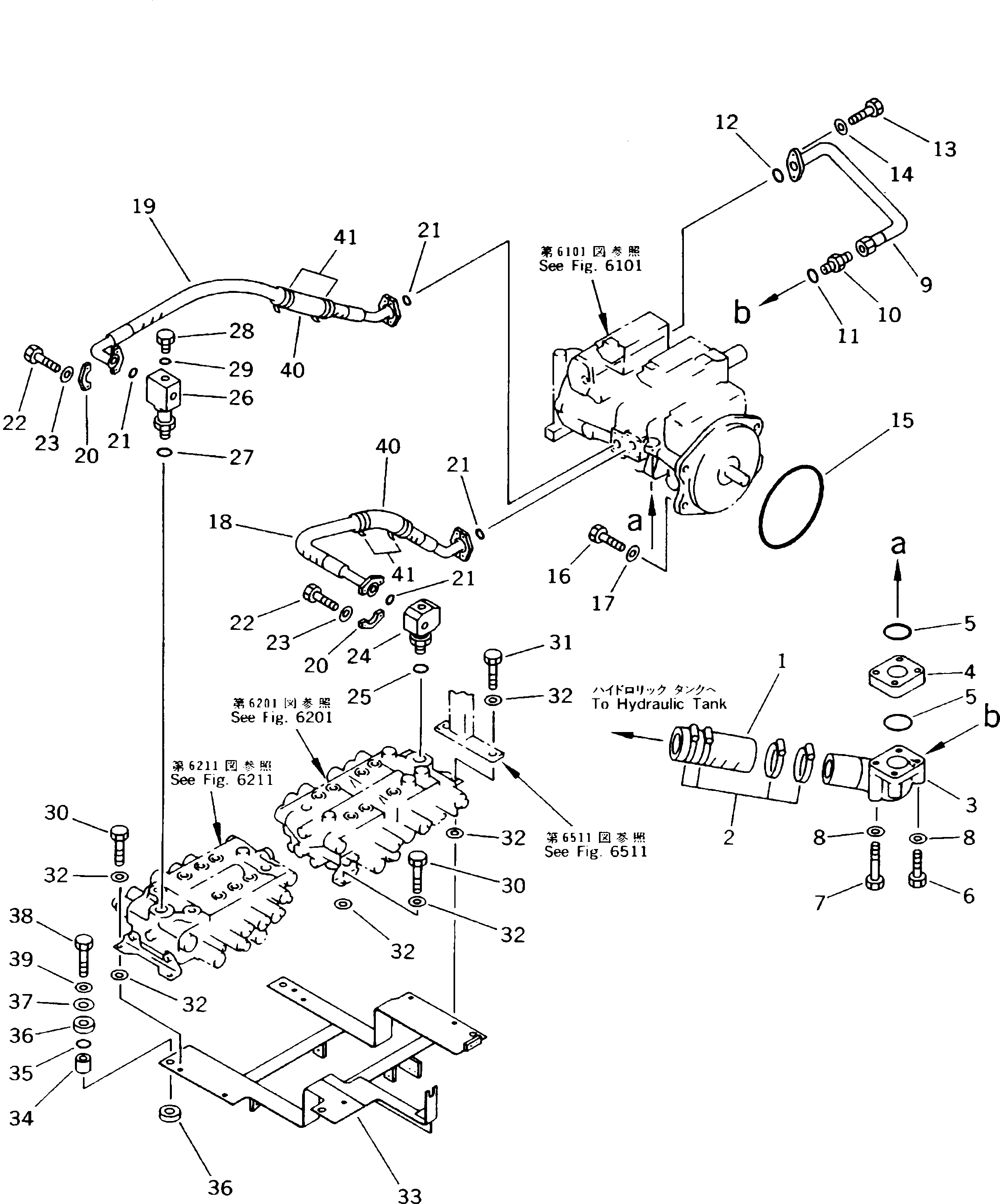 Схема запчастей Komatsu PC150NHD-5K - ГИДРОЛИНИЯ (ВСАСЫВ. И DERIVERY ЛИНИЯ) УПРАВЛ-Е РАБОЧИМ ОБОРУДОВАНИЕМ