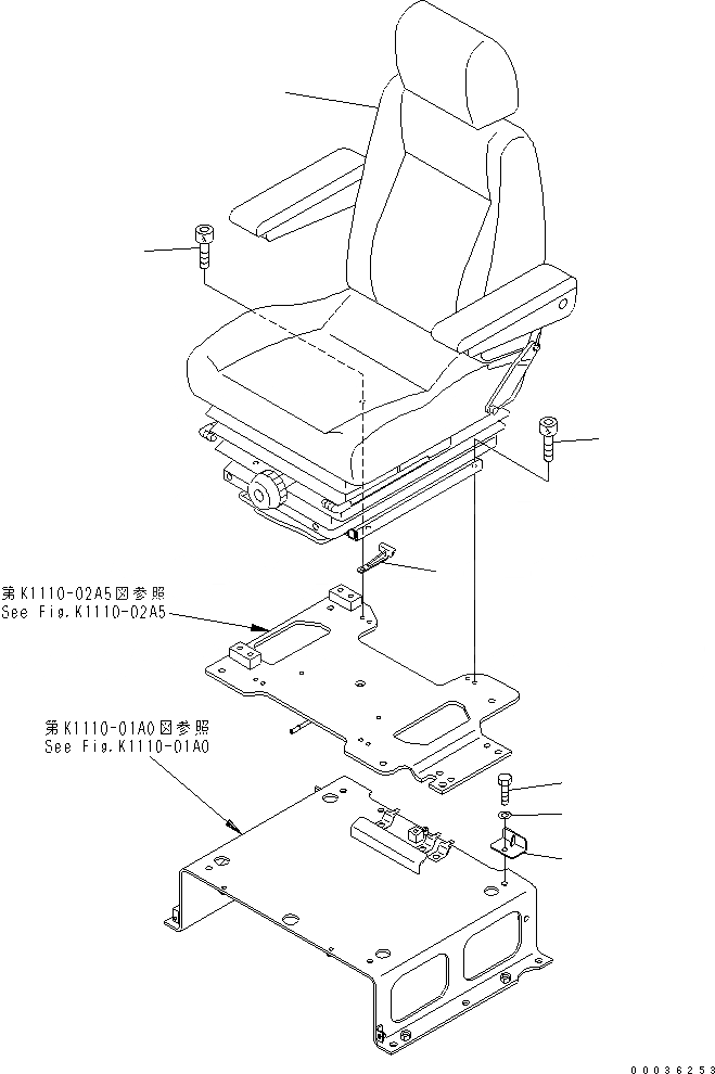 Схема запчастей Komatsu PC158USLC-2 - СИДЕНЬЕ ОПЕРАТОРА (ПОДВЕСКА)(№-) КАБИНА ОПЕРАТОРА И СИСТЕМА УПРАВЛЕНИЯ