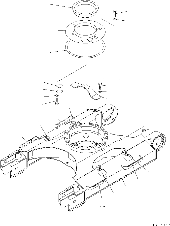Схема запчастей Komatsu PC158USLC-2 - ГУСЕНИЧНАЯ РАМА(№-) ХОДОВАЯ
