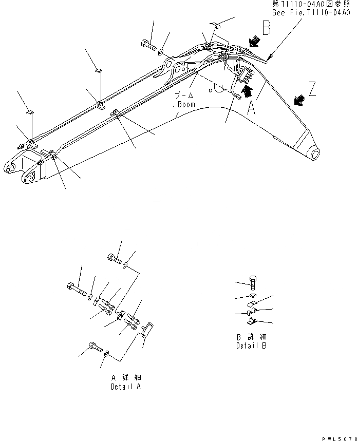 Схема запчастей Komatsu PC158USLC-2 - СТРЕЛА (ЛИНИЯ ЦИЛИНДРА КРЕПЛЕНИЕ) (ДЛЯ НАВЕСН. ОБОРУД.) (YELНИЗ.) РАБОЧЕЕ ОБОРУДОВАНИЕ