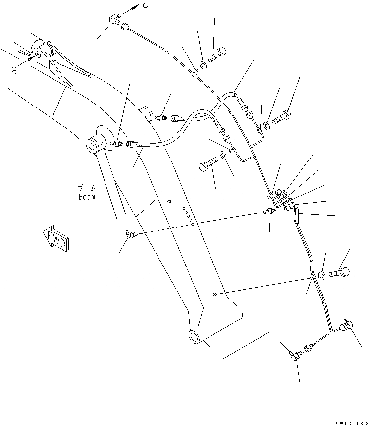 Схема запчастей Komatsu PC158USLC-2 - СТРЕЛА (СМАЗЫВАЮЩ. ЛИНИЯ) РАБОЧЕЕ ОБОРУДОВАНИЕ
