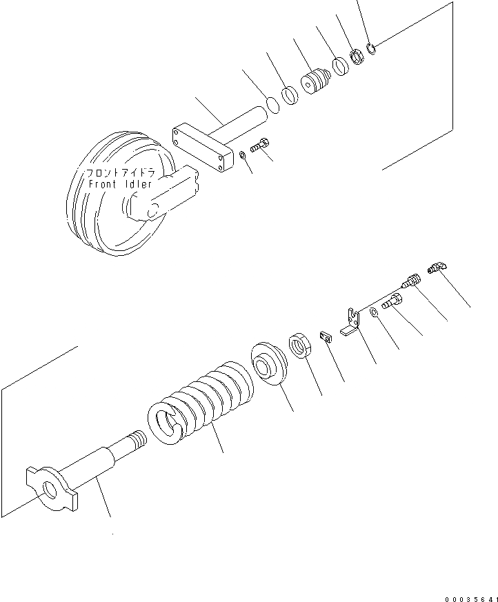 Схема запчастей Komatsu PC158US-2 - ПЕРЕДН. ЛЕНИВЕЦ И ПОДУШКИ (ОПОРНЫЙ ЭЛЕМЕНТ ЛЕНИВЦА)(№7-) ХОДОВАЯ