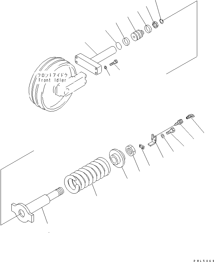 Схема запчастей Komatsu PC158US-2 - ОПОРНЫЙ ЭЛЕМЕНТ ЛЕНИВЦА(№-) ХОДОВАЯ
