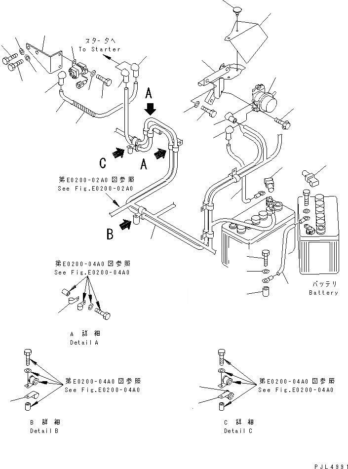 Схема запчастей Komatsu PC158US-2 - VEHICLE ЭЛЕКТР. (ПРОВОДКА СТАРТЕРА) ЭЛЕКТРИКА