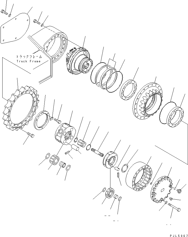 Схема запчастей Komatsu PC158US-2 - КОНЕЧНАЯ ПЕРЕДАЧА НИЖНЯЯ ГИДРОЛИНИЯ И ЛИНИЯ ХОДА