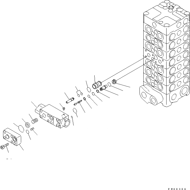 Схема запчастей Komatsu PC158US-2 - ОСНОВН. КЛАПАН (7-КЛАПАН) (/) (ДЛЯ НАВЕСН. ОБОРУД.) ОСНОВН. КОМПОНЕНТЫ И РЕМКОМПЛЕКТЫ