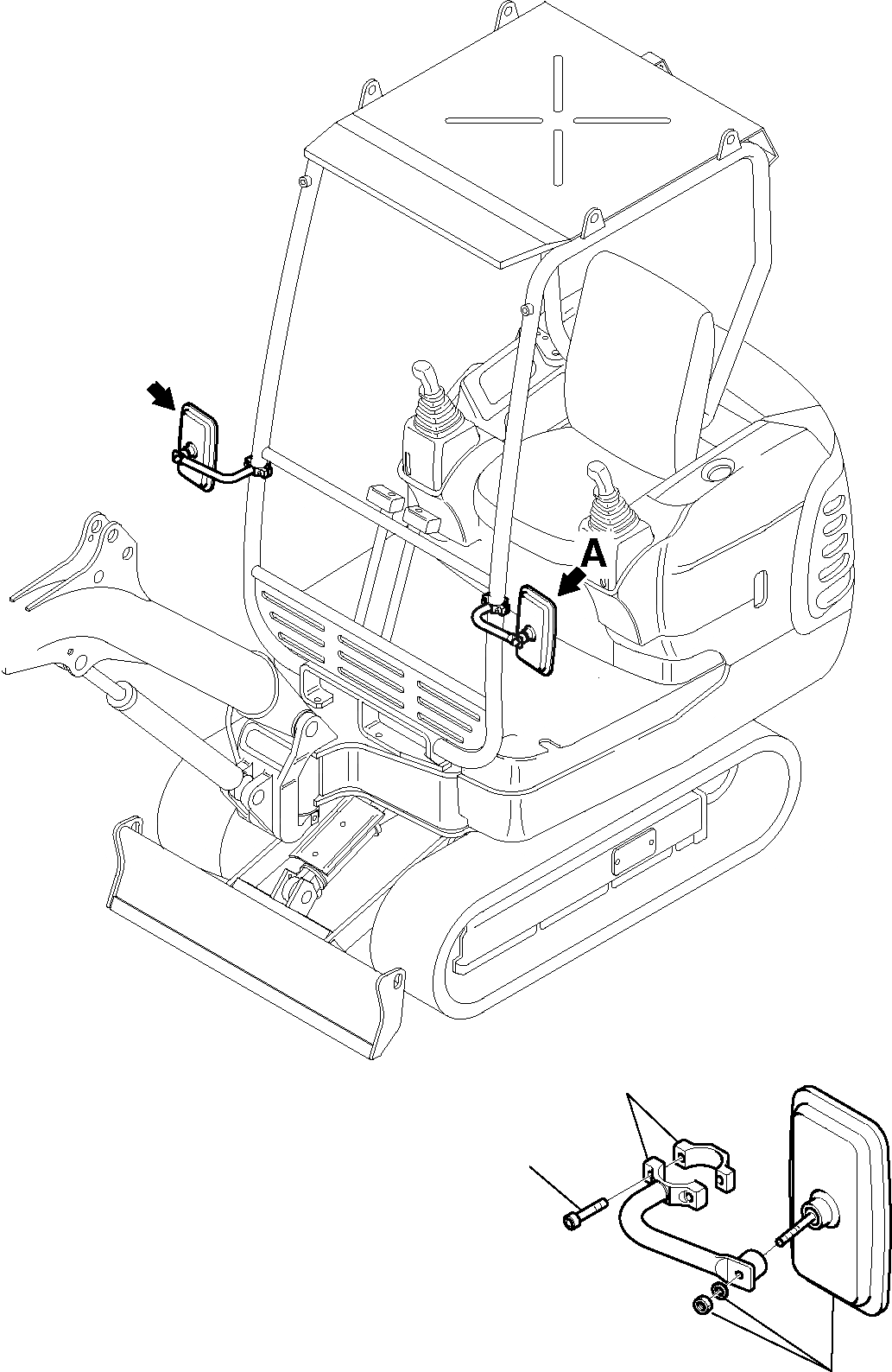 Схема запчастей Komatsu PC15R-8 DELUXE - MIRRORS' ГРУППА ЧАСТИ КОРПУСА И КАБИНА