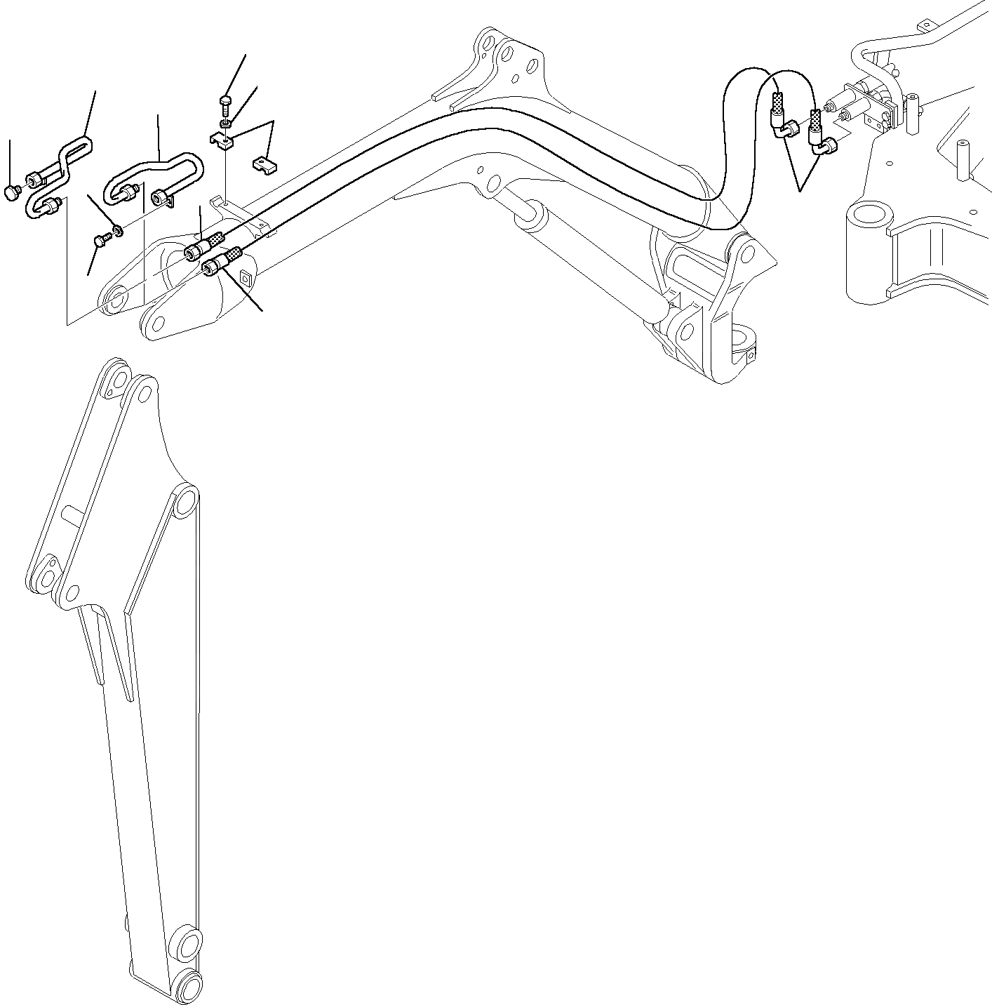 Схема запчастей Komatsu PC15R-8 DELUXE - ГИДРОЛИНИЯ (ДЛЯ ДОПОЛН. ОБОРУД-Е) (/) РАБОЧЕЕ ОБОРУДОВАНИЕ