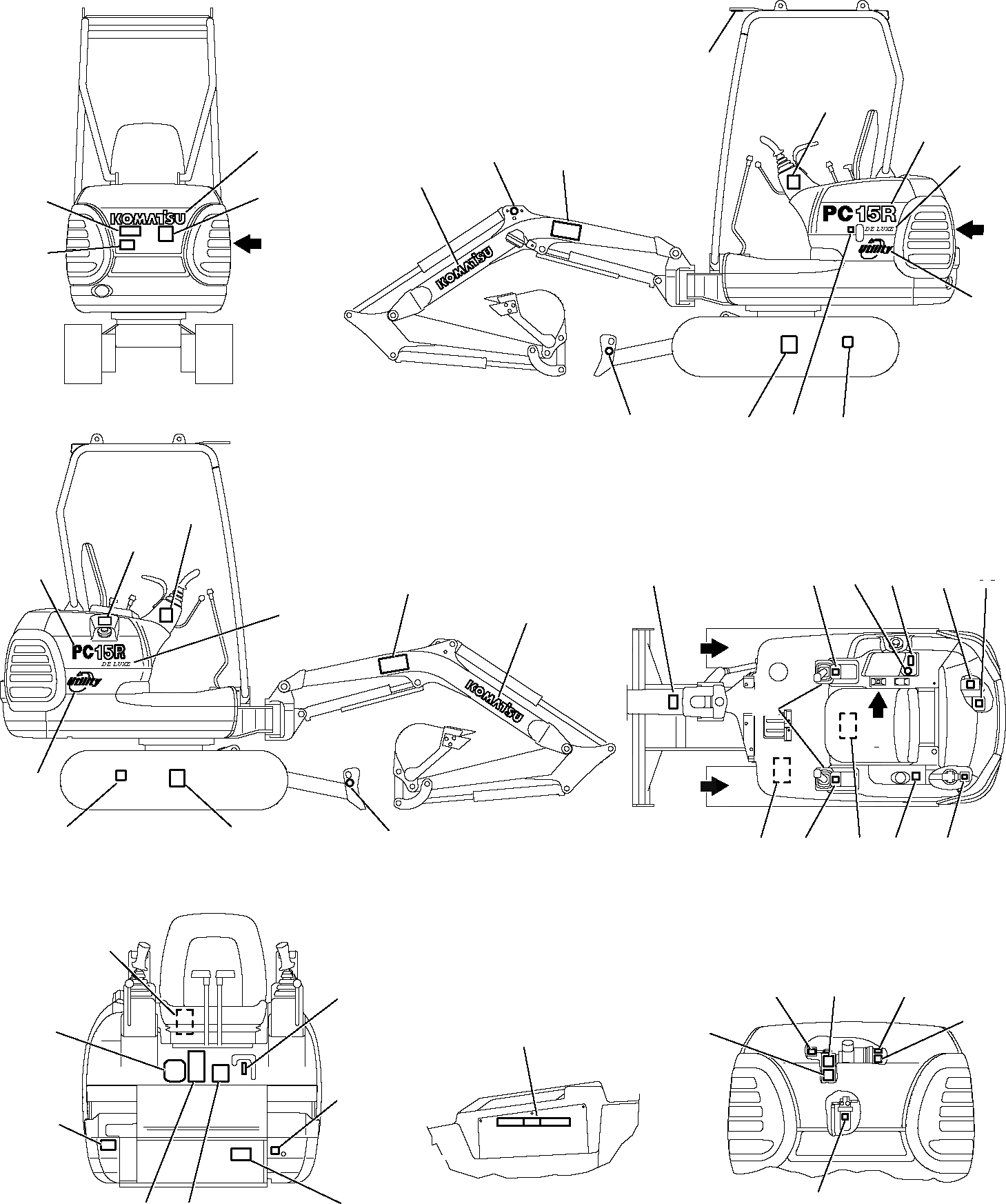 Схема запчастей Komatsu PC15R-8 DELUXE - МАРКИРОВКА (НАВЕС) МАРКИРОВКА