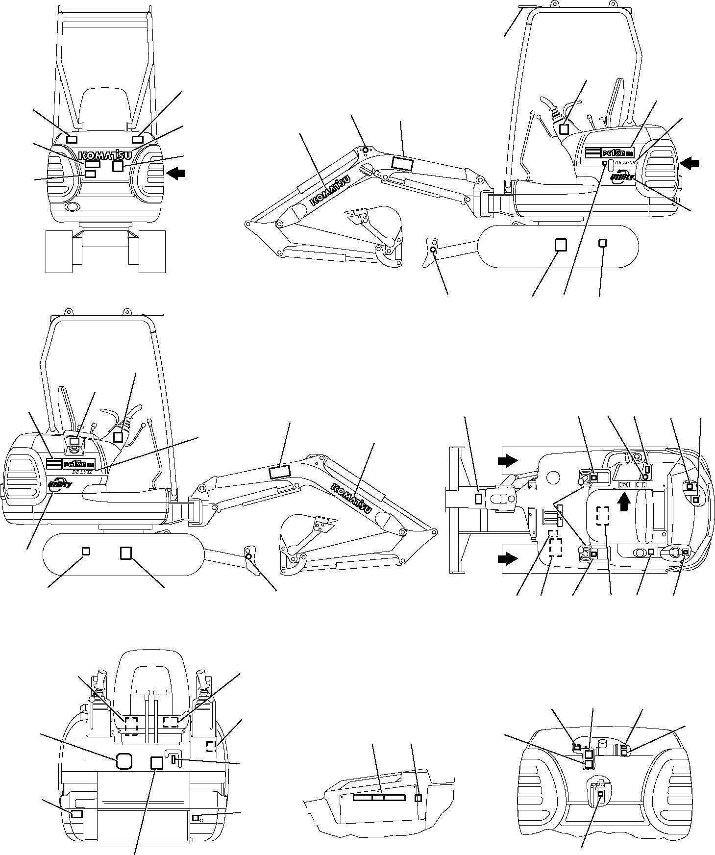 Схема запчастей Komatsu PC15R-8 DELUXE - МАРКИРОВКА (НАВЕС) (РЕГУЛЯТОР НИЖН.CARRIAGE) МАРКИРОВКА