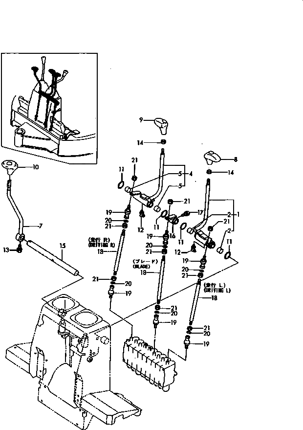 Схема запчастей Komatsu PC15FR-1 - ХОД¤РЫЧАГ УПРАВЛЕНИЯ ОТВАЛОМ И МЕХАНИЗМ СИСТЕМА УПРАВЛЕНИЯ