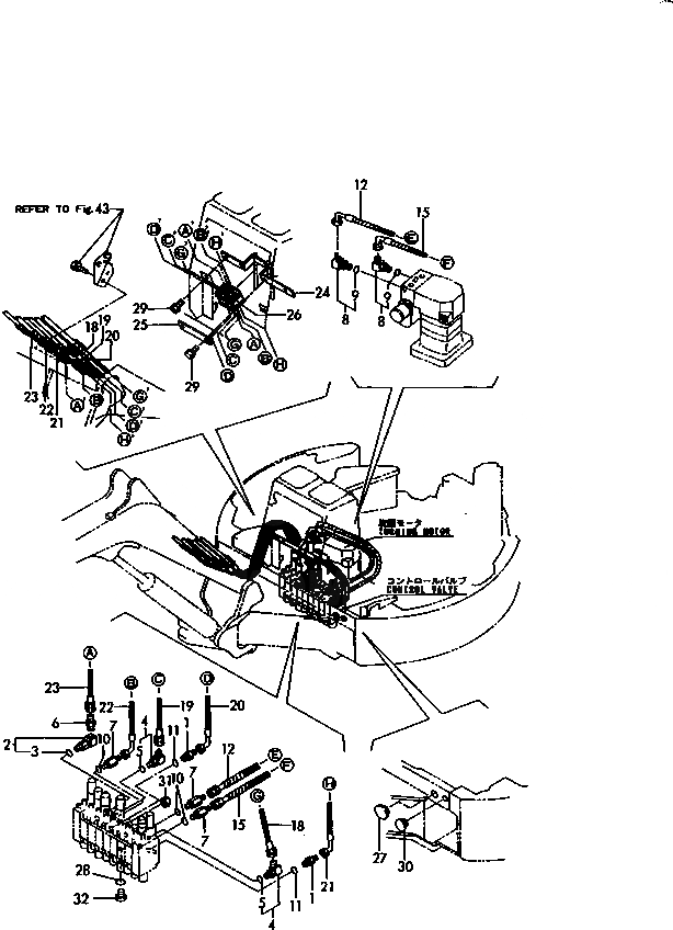 Схема запчастей Komatsu PC15FR-1 - ГИДРОЛИНИЯ (КЛАПАН - TURNING МОТОР¤СТРЕЛА) УПРАВЛ-Е РАБОЧИМ ОБОРУДОВАНИЕМ