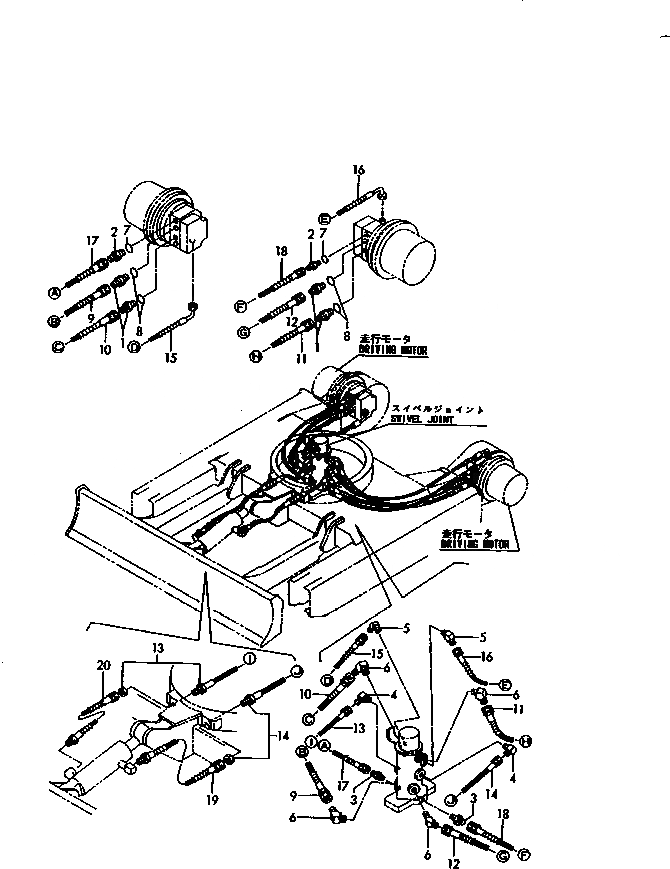Схема запчастей Komatsu PC15FR-1 - ГИДРОЛИНИЯ (МОТОР ХОДА ЛИНИЯ) УПРАВЛ-Е РАБОЧИМ ОБОРУДОВАНИЕМ