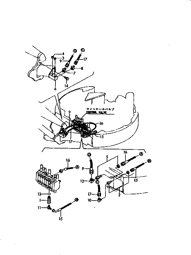 Схема запчастей Komatsu PC15FR-1 - ГИДРОЛИНИЯ (КЛАПАН - КОРПУС ПОВОРОТА СТРЕЛЫ) (ДЛЯ МЕХ-М ОТБОРА МОЩН-ТИ) УПРАВЛ-Е РАБОЧИМ ОБОРУДОВАНИЕМ