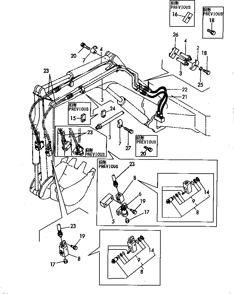 Схема запчастей Komatsu PC15FR-1 - ГИДРОЛИНИЯ (КОРПУС ПОВОРОТА СТРЕЛЫ - РУКОЯТЬ END) (ДЛЯ МЕХ-М ОТБОРА МОЩН-ТИ) УПРАВЛ-Е РАБОЧИМ ОБОРУДОВАНИЕМ