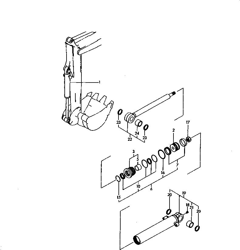 Схема запчастей Komatsu PC15FR-1 - ЦИЛИНДР КОВША РАБОЧЕЕ ОБОРУДОВАНИЕ