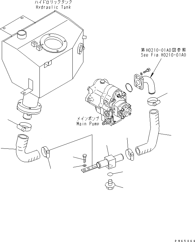 Схема запчастей Komatsu PC15MR-1 - ГИДРОЛИНИЯ (ВСАСЫВ. ЛИНИЯ) ГИДРАВЛИКА