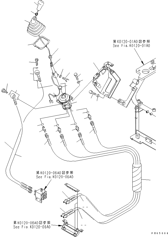 Схема запчастей Komatsu PC15MR-1 - ОСНОВАНИЕ КРЕСЛА (ПРАВ. РЫЧАГ УПРАВЛ-Я И P.P.C. ТРУБЫ)   (СТРЕЛА¤ КОВШ) КАБИНА ОПЕРАТОРА И СИСТЕМА УПРАВЛЕНИЯ