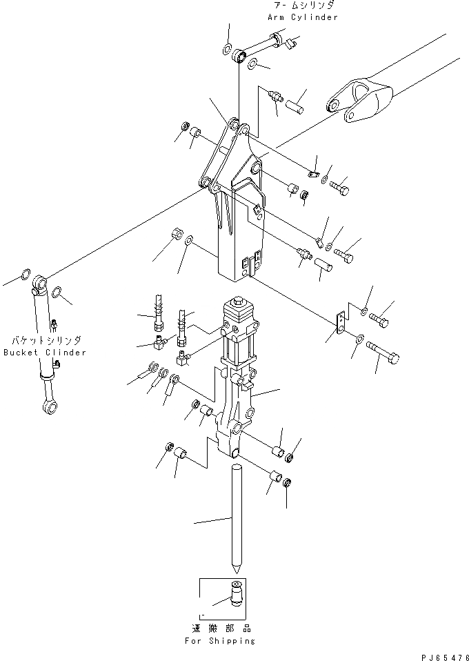 Схема запчастей Komatsu PC15MR-1 - ГИДРОМОЛОТ РУКОЯТЬ РАБОЧЕЕ ОБОРУДОВАНИЕ