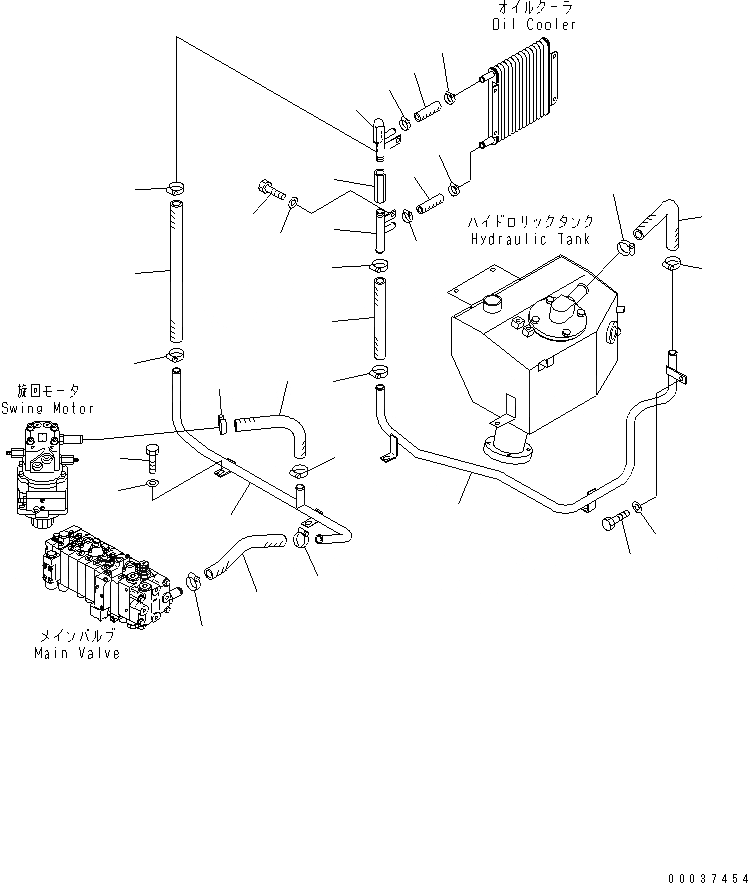 Схема запчастей Komatsu PC15MRX-1 - ГИДРОЛИНИЯ (ВОЗВРАТ. ЛИНИЯ) ГИДРАВЛИКА