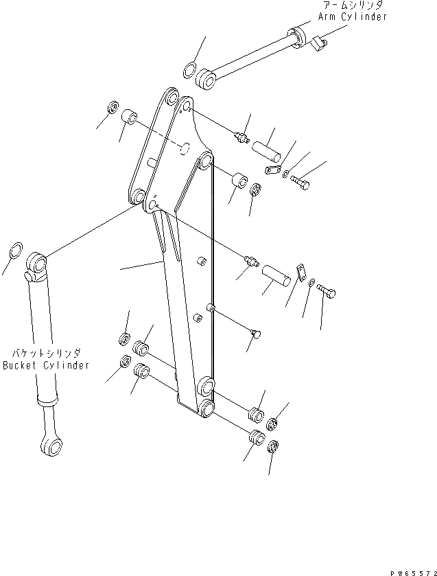 Схема запчастей Komatsu PC15MRX-1 - РУКОЯТЬ (РУКОЯТЬ И ПАЛЕЦ) РАБОЧЕЕ ОБОРУДОВАНИЕ