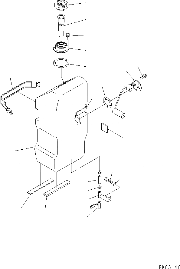 Схема запчастей Komatsu PC15R-8 - ТОПЛИВН. БАК. ТОПЛИВН. БАК. AND КОМПОНЕНТЫ