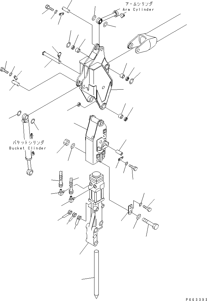 Схема запчастей Komatsu PC15R-8 - РУКОЯТЬ (QUICK ГИДРОМОЛОТ РУКОЯТЬ СПЕЦ-Я.) РАБОЧЕЕ ОБОРУДОВАНИЕ