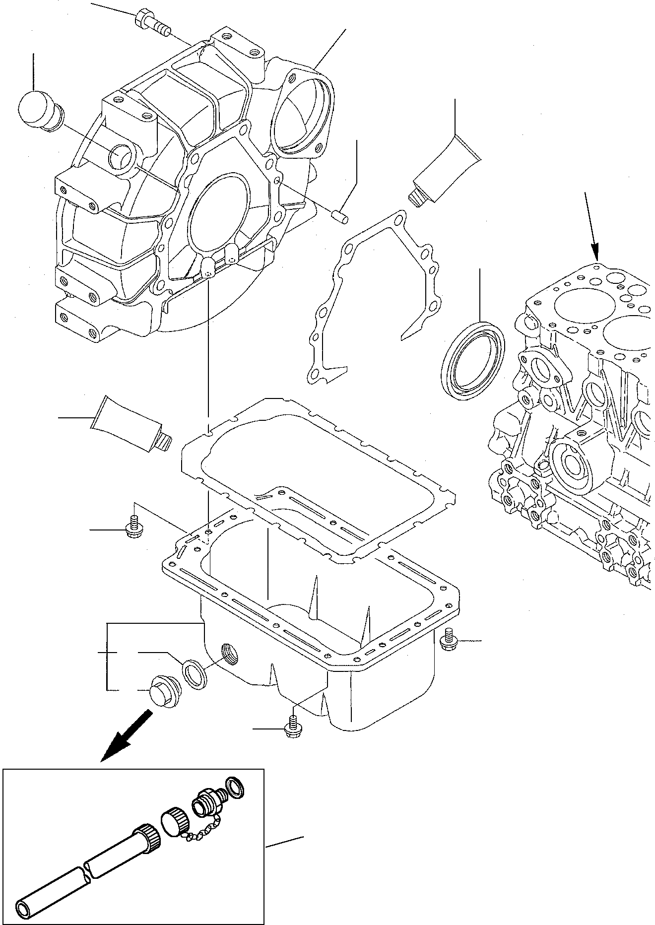 Схема запчастей Komatsu PC15R-8 - МАХОВИК - СИСТЕМА СМАЗКИ МАСЛ. НАСОС ДВИГАТЕЛЬ