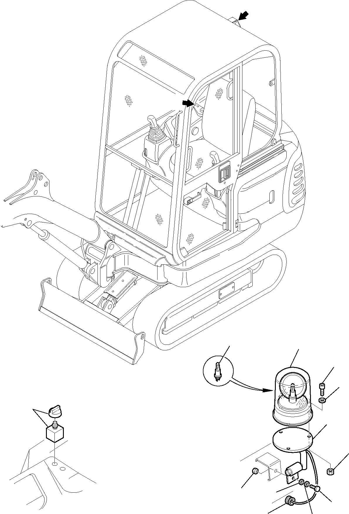 Схема запчастей Komatsu PC15R-8 - ЭЛЕКТРИКА (ПОВОРОТН. BEAM ЛИНИЯ) (КАБИНА) КОМПОНЕНТЫ ДВИГАТЕЛЯ И ЭЛЕКТРИКА