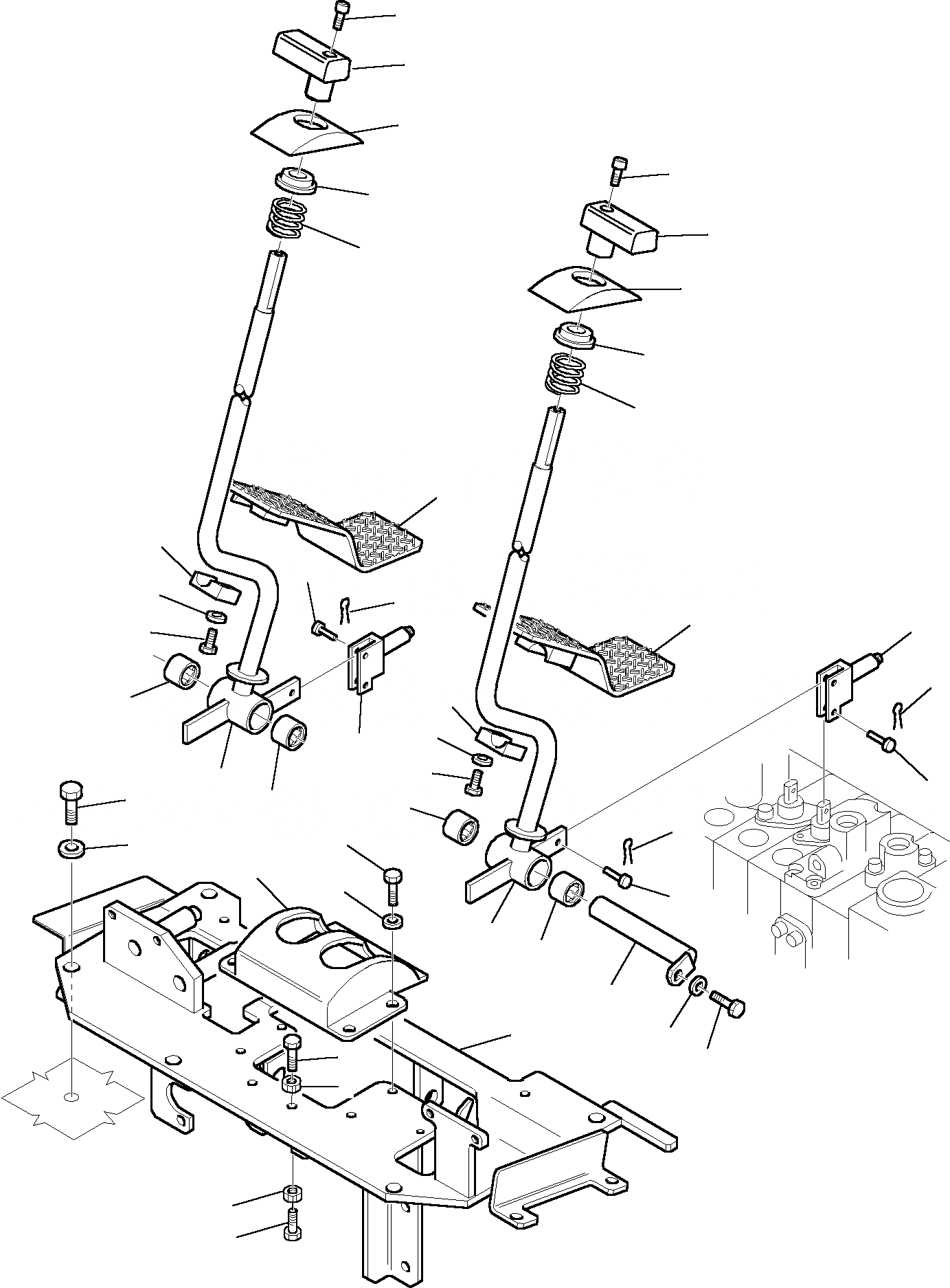 Схема запчастей Komatsu PC15R-8 - РЫЧАГ УПРАВЛ-Я ХОДОМ СИСТЕМА УПРАВЛЕНИЯ И ОСНОВНАЯ РАМА
