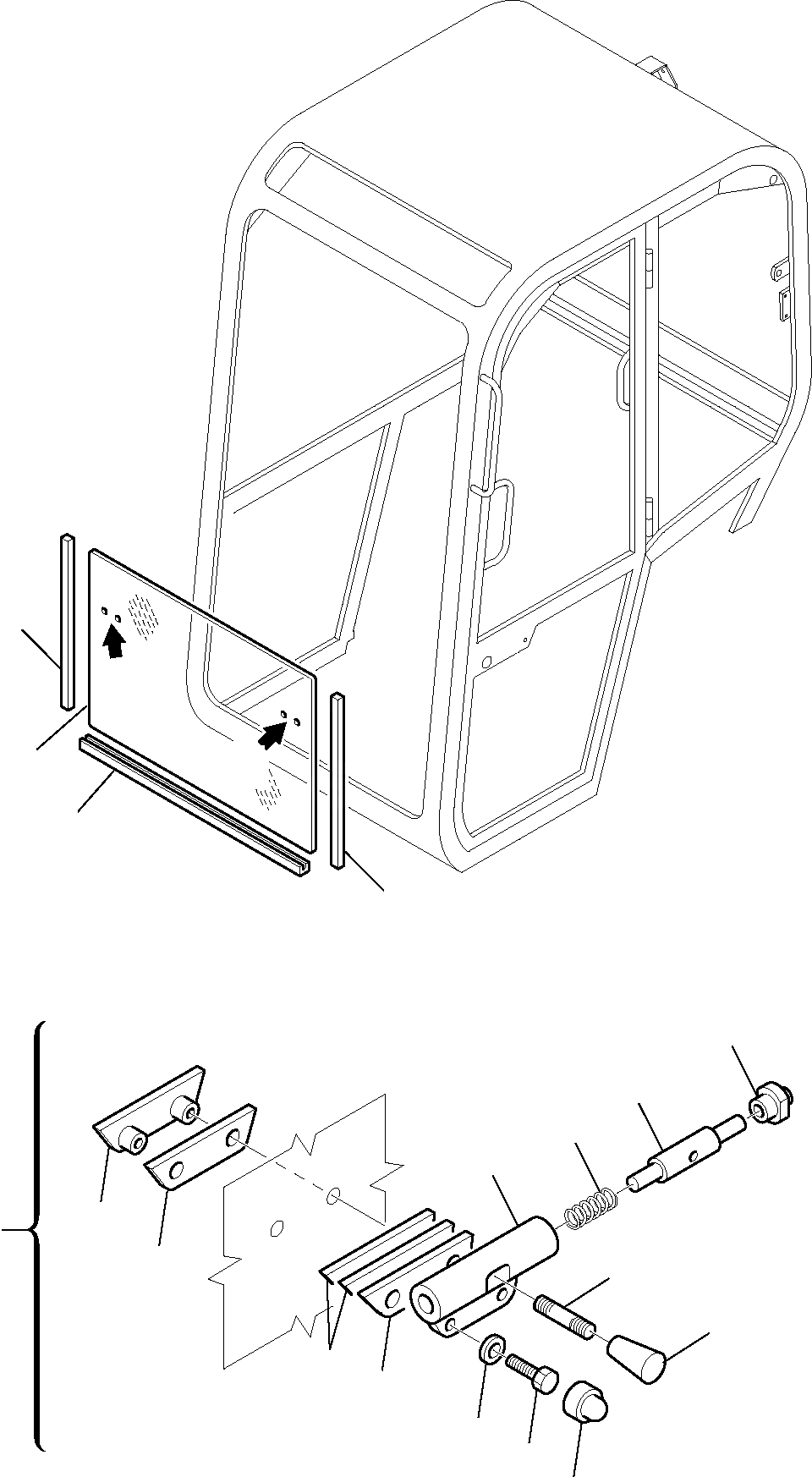 Схема запчастей Komatsu PC15R-8 - КАБИНА (/) ЧАСТИ КОРПУСА И КАБИНА