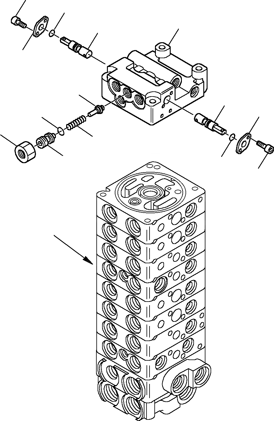 Схема запчастей Komatsu PC15R-8 - УПРАВЛЯЮЩ. КЛАПАН (/) УПРАВЛ-Е РАБОЧИМ ОБОРУДОВАНИЕМ