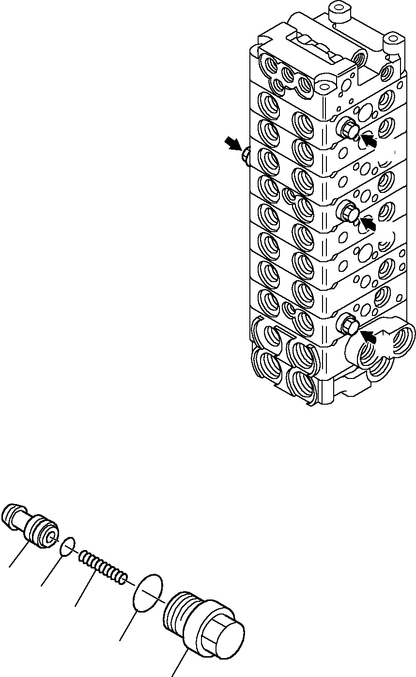 Схема запчастей Komatsu PC15R-8 - УПРАВЛЯЮЩ. КЛАПАН (/) УПРАВЛ-Е РАБОЧИМ ОБОРУДОВАНИЕМ