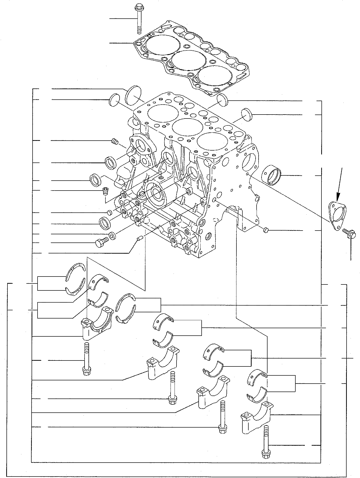 Схема запчастей Komatsu PC15R-8 - БЛОК ЦИЛИНДРОВ ДВИГАТЕЛЬ