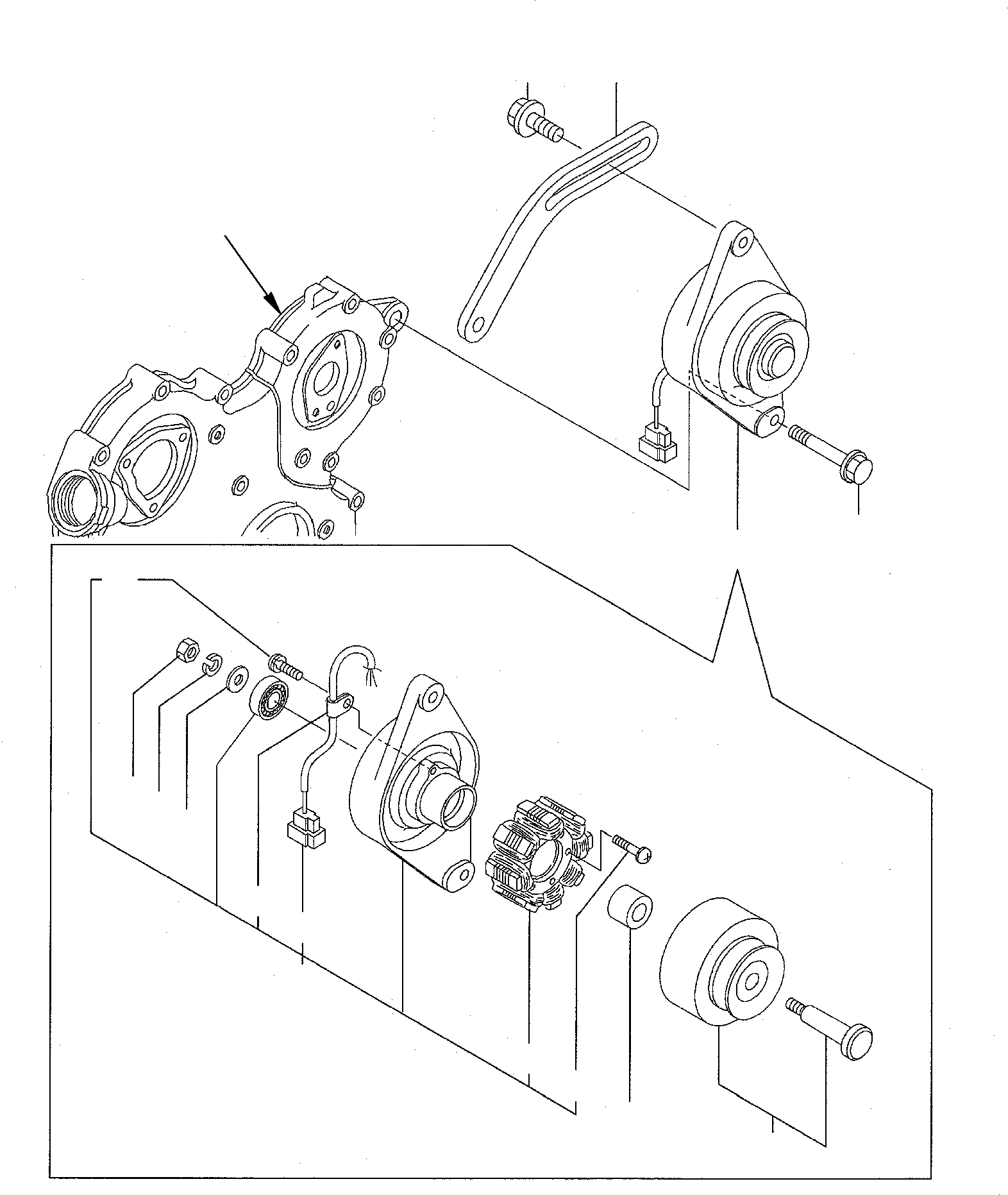 Схема запчастей Komatsu PC15R-8 - ГЕНЕРАТОР ДВИГАТЕЛЬ