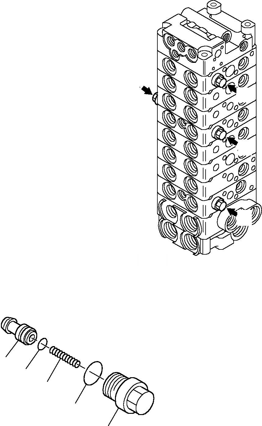 Схема запчастей Komatsu PC15R-8 - УПРАВЛЯЮЩ. КЛАПАН (/) УПРАВЛ-Е РАБОЧИМ ОБОРУДОВАНИЕМ
